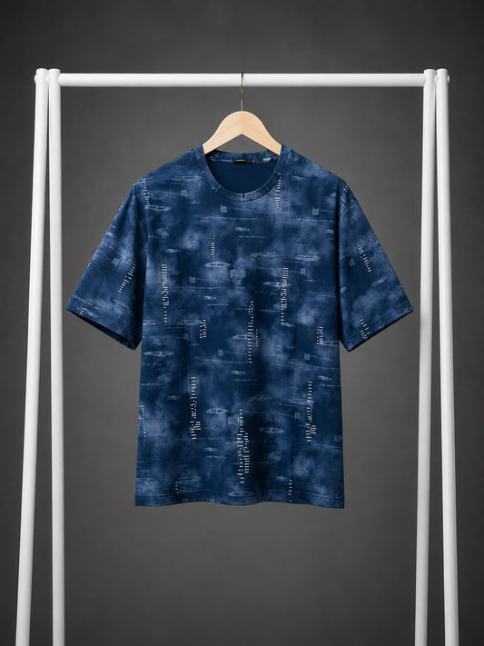 Midnight Blue Distressed Print T-Shirt