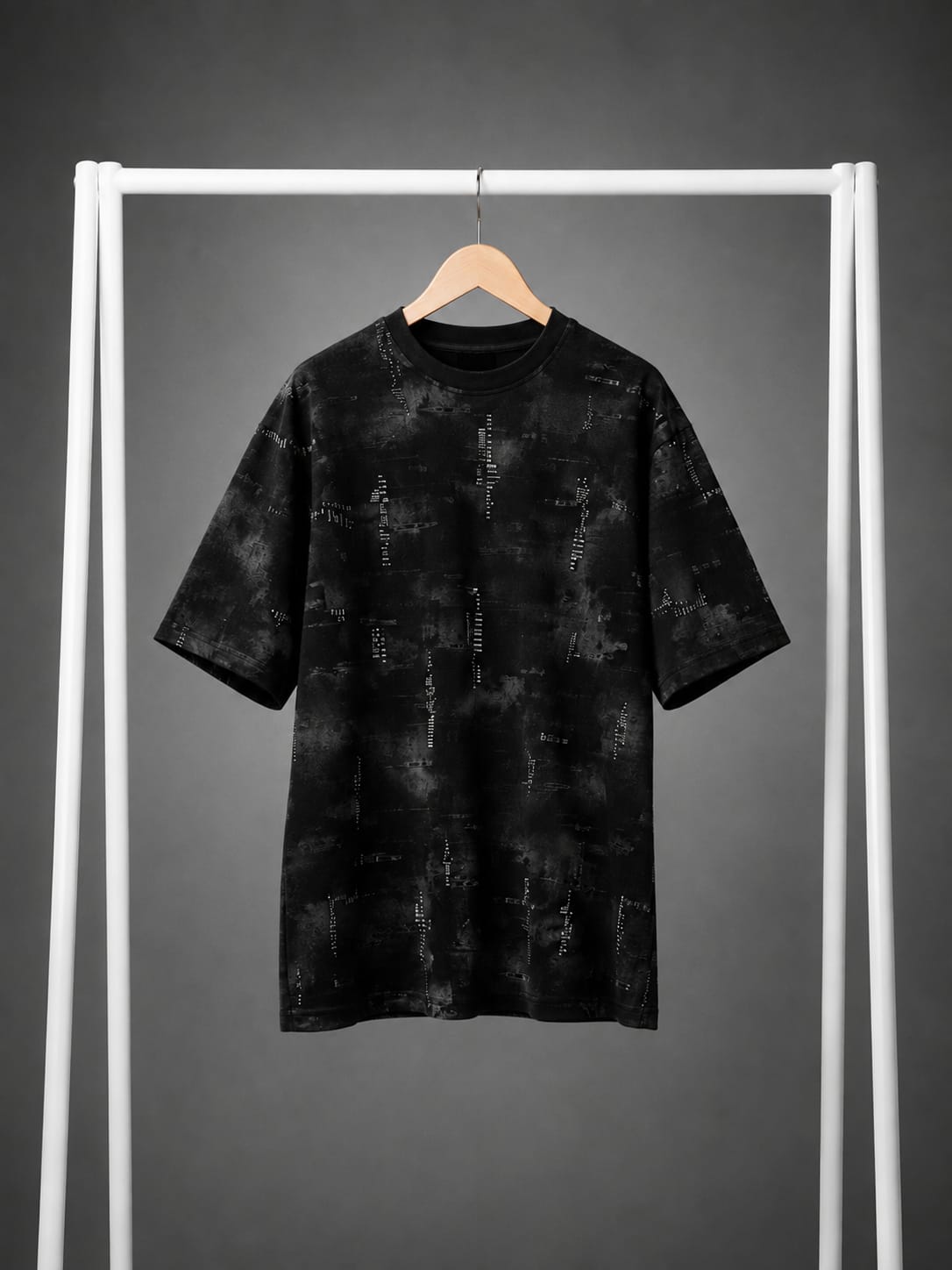 Black Shadow Print Oversized T-Shirt