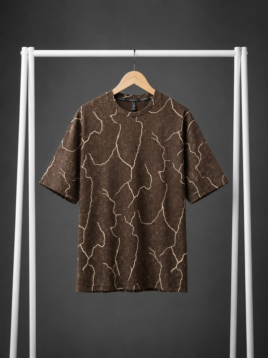 Brown Lightning Print T-Shirt