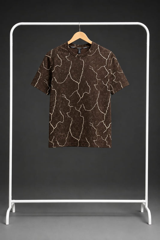 Brown Crackle Print T-Shirt