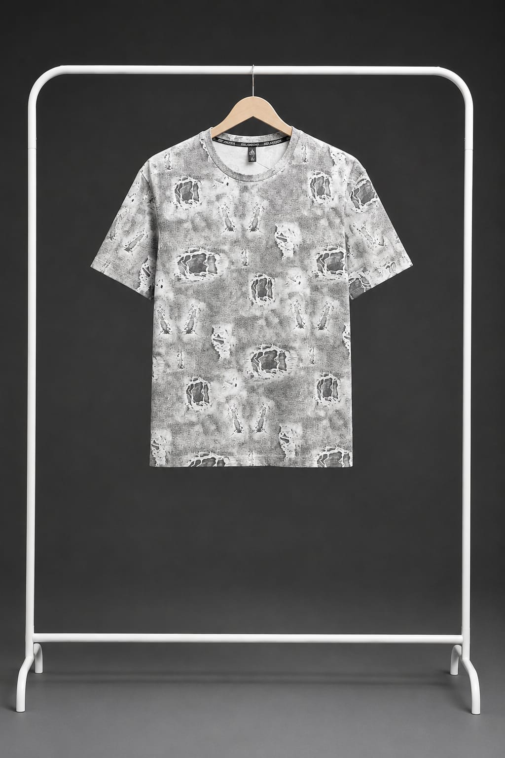 Grey Distressed Print T-Shirt